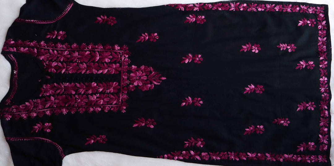 Gul-e-Jahaan Black & Plum Cotton Kurta