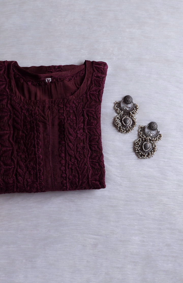 MehrNaaz Smoky Purple Pure Muslin Kurta