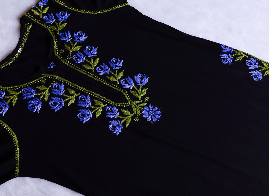 Gul-E-Jahaan Black & Purple Rayon Kurta Set