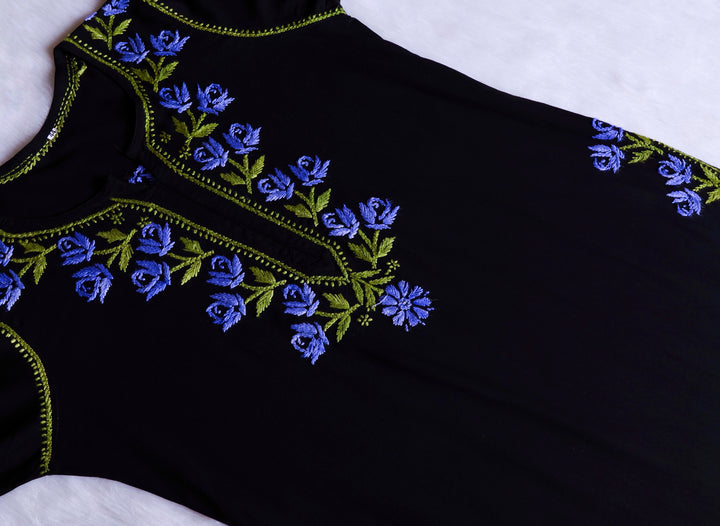 Gul-E-Jahaan Black & Purple Rayon Kurta Set