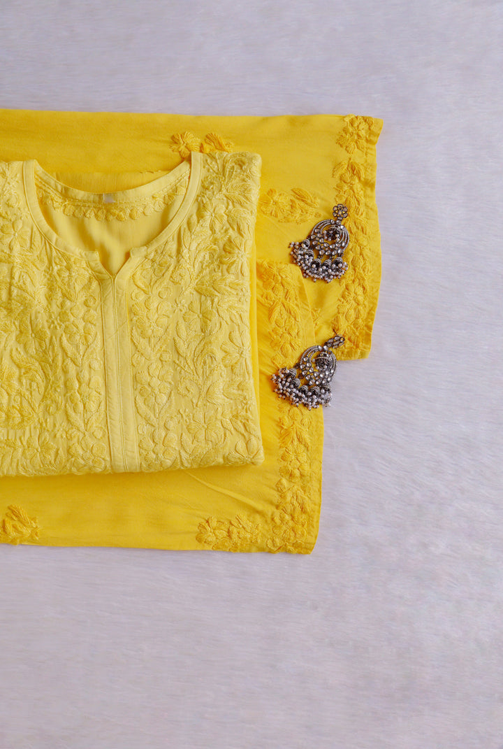 Farhaa Yellow 2 piece Rayon set
