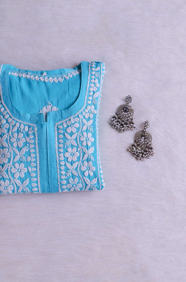Waliya Sky Blue Cotton Kurta