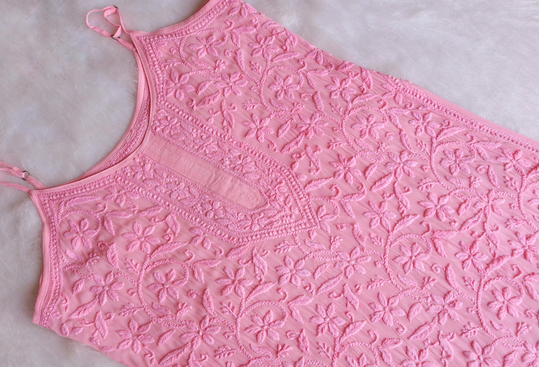 Mehr Baby Pink Viscose Strappy Kurta