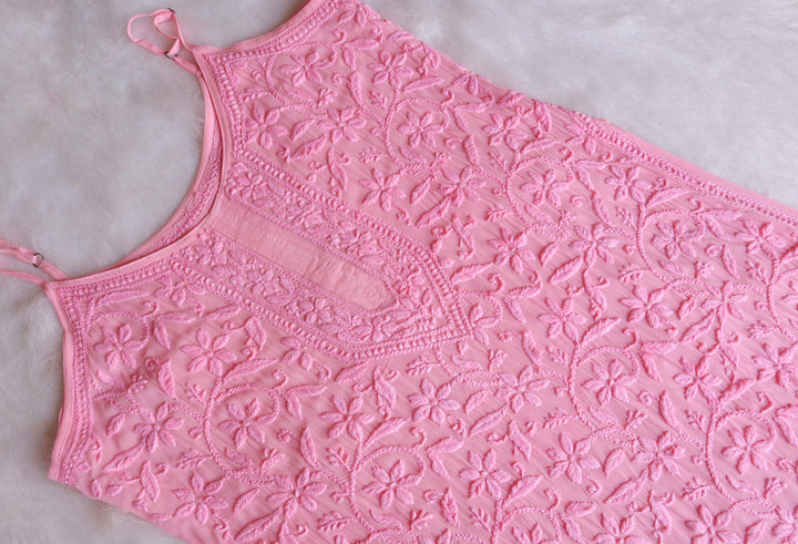 Mehr Baby Pink Viscose Strappy Kurta