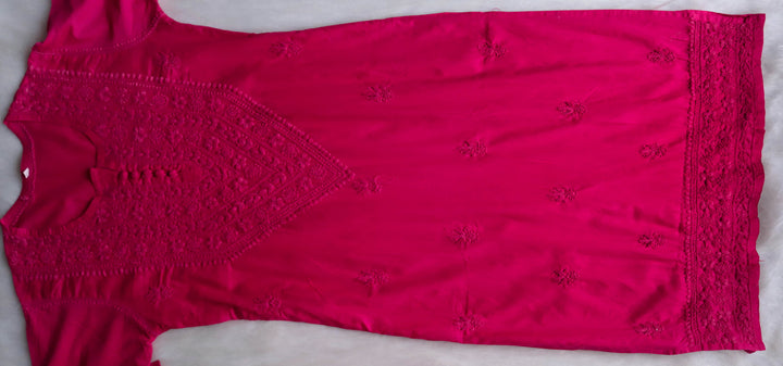 Haania Deep Pink Long Cotton Kurta