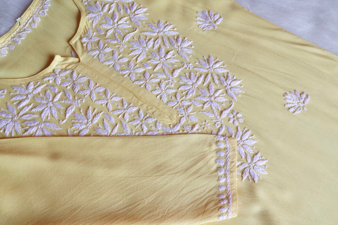 Haala Yellow Long Rayon Kurta