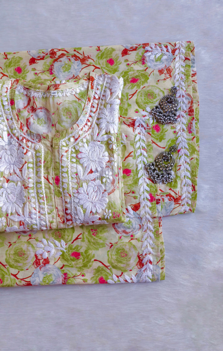 Noor Pastel Green Pure Mulmul set