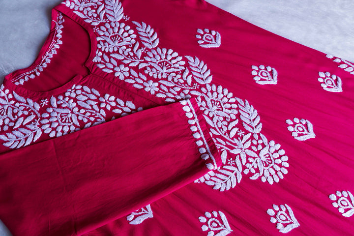 Raaha Deep Pink Long Rayon kurta