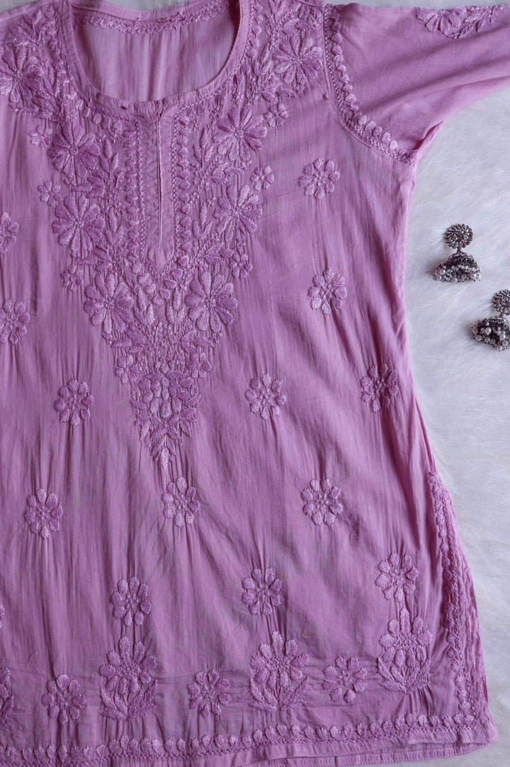 Nazakat Dusty Purple Cotton short kurta