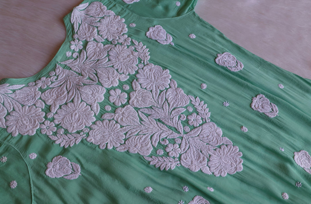 Noor Mint Green 10D Pure Muslin Scalloped Kurta Set