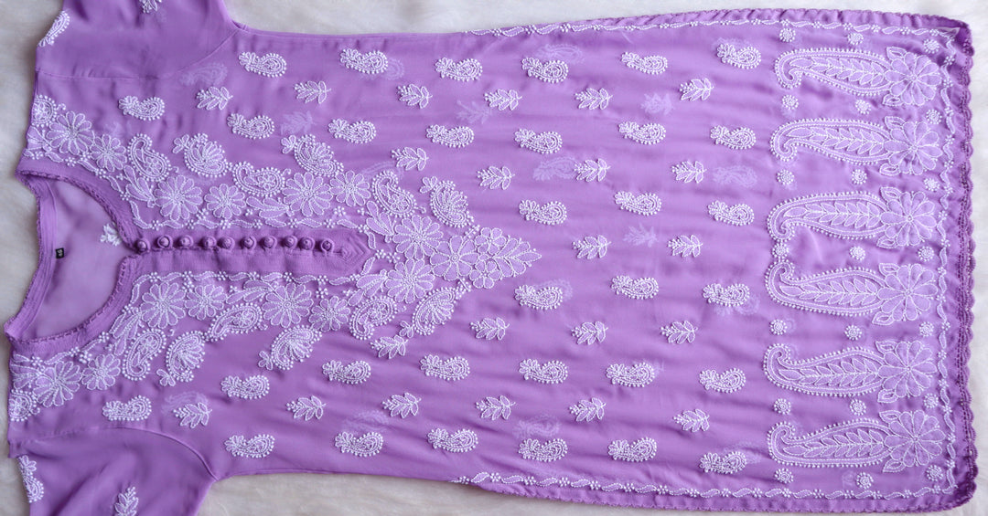 Meera Lavender & White Georgette kurta
