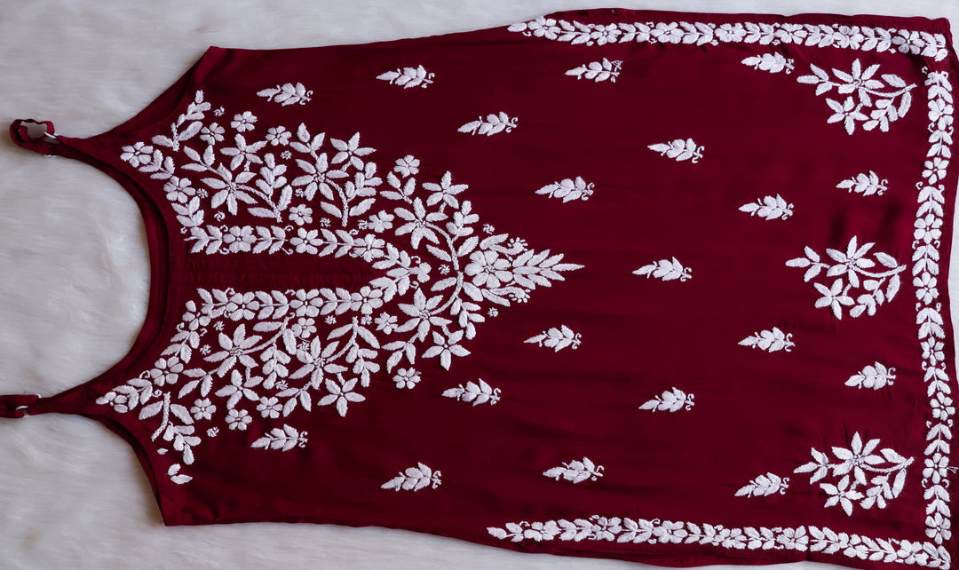 Mirha Maroon Sleeveless Modal Kurta Set