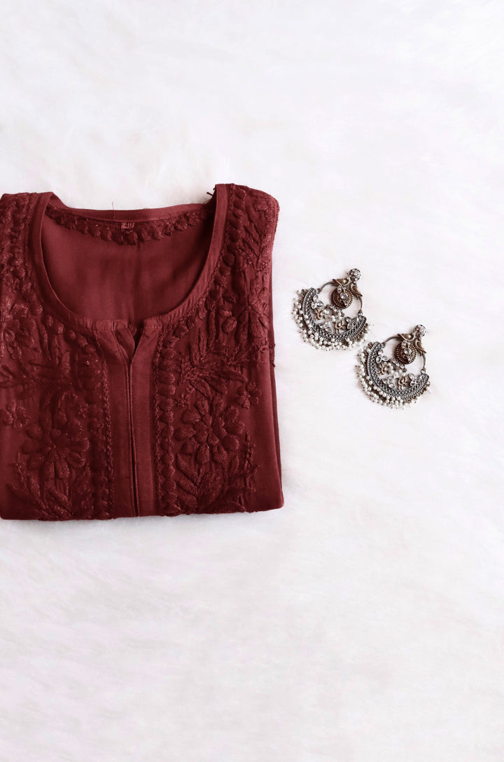 Zainab Rose Brown Ombre Long Rayon Kurta