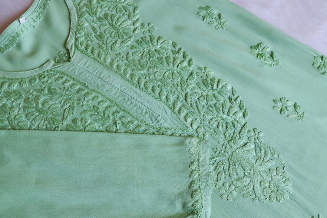 Amirah Pastel Green Long Rayon kurta