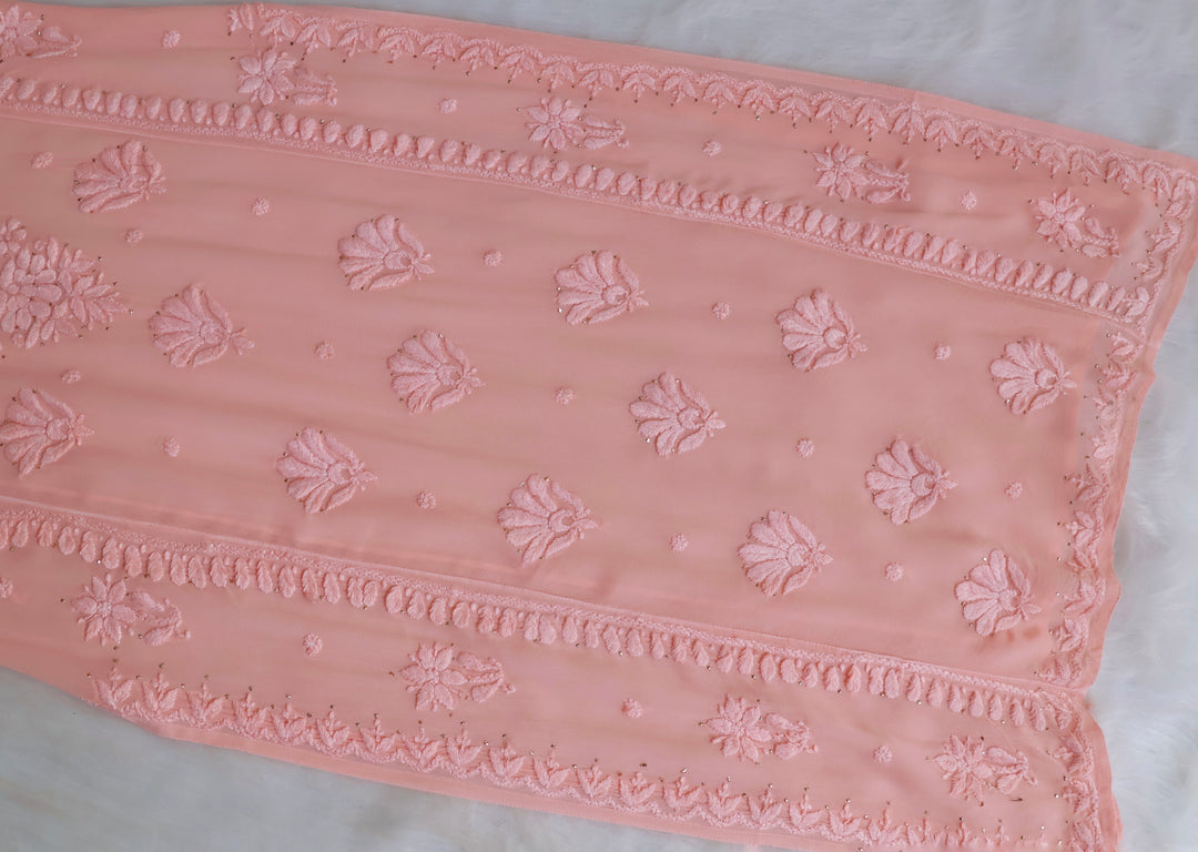 Heer Peach Viscose Georgette Kurta