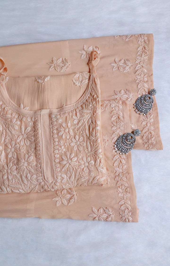 Zimra Beige Viscose Sleeveless Set