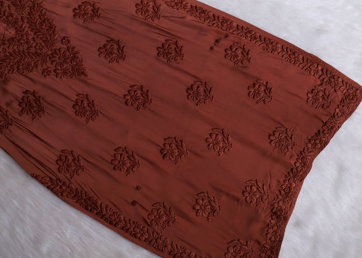 Mehr Caramel Brown Crepe Silk Kurta