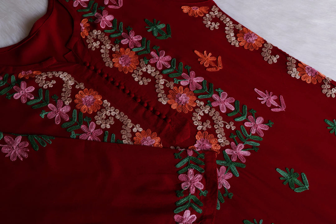 Anah Maroon Ombre Long Rayon Kurta