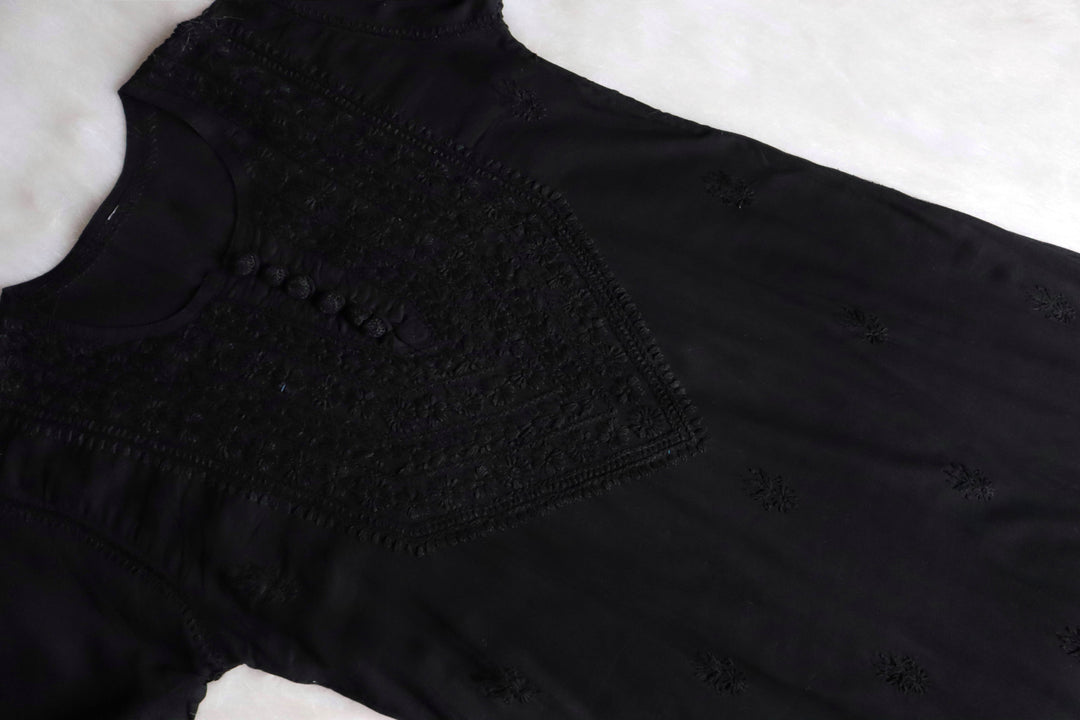 Haania Black Long Cotton Kurta
