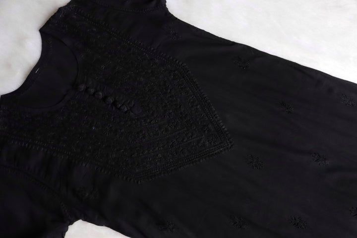 Haania Black Long Cotton Kurta
