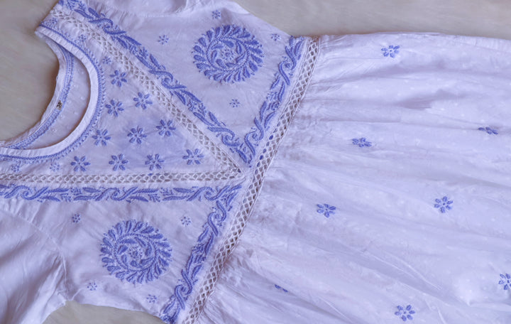 Nazakat White & Lilac Cotton Peplum kurta