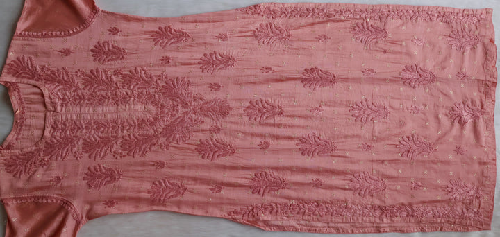 Nazakat Rose Brown Premium Long Chanderi Kurta