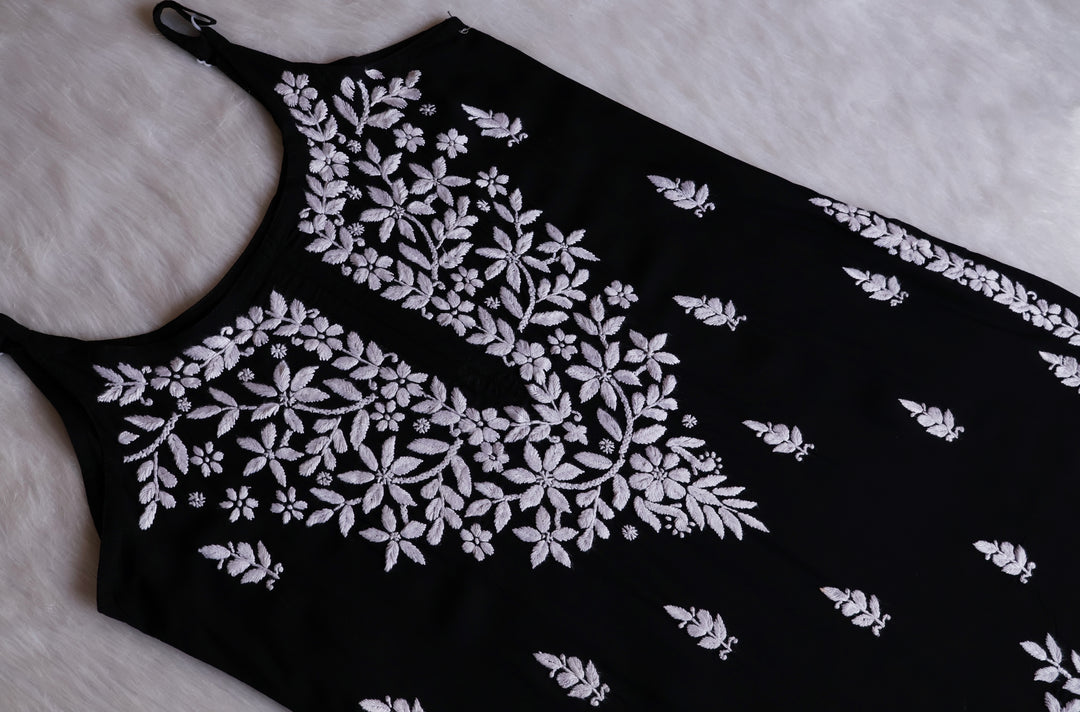 Mirha Black Sleeveless Modal Kurta Set