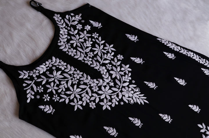 Mirha Black Sleeveless Modal Kurta Set