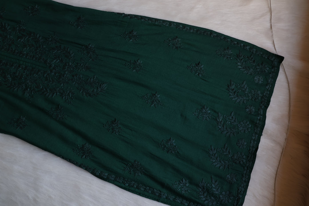 Zunaira Deep Green Chanderi Kurta