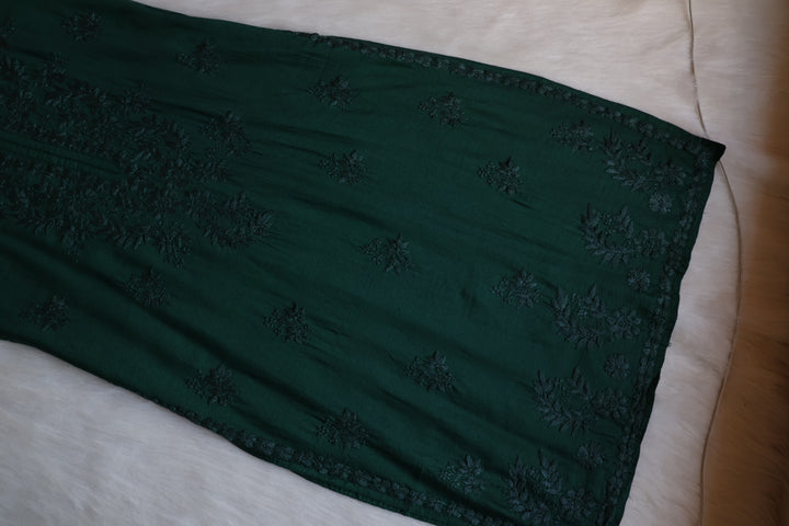 Zunaira Deep Green Chanderi Kurta