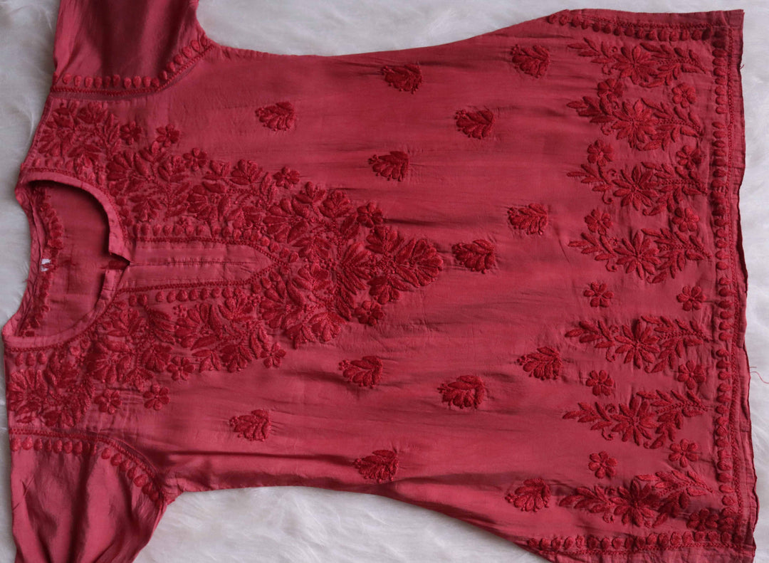 Layla Crimson Short Chanderi Kurta