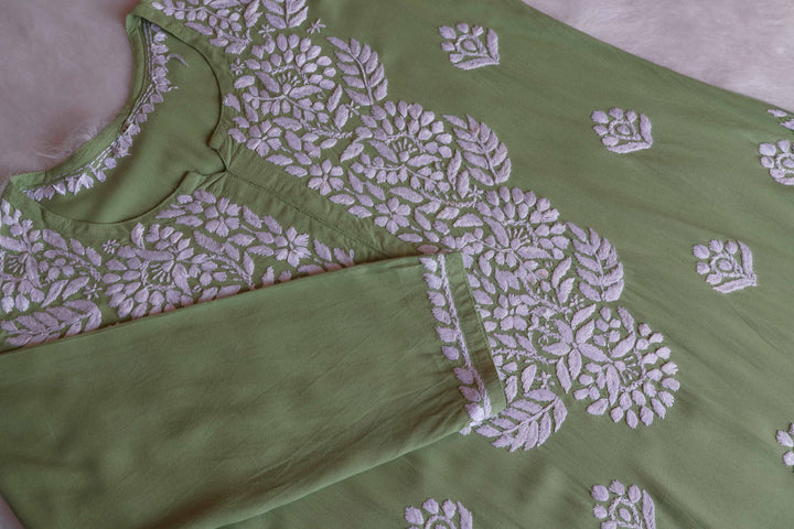 Raaha Sage Green Long Rayon kurta