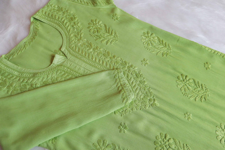 Laila Lime Green Ombre Long Rayon Kurta