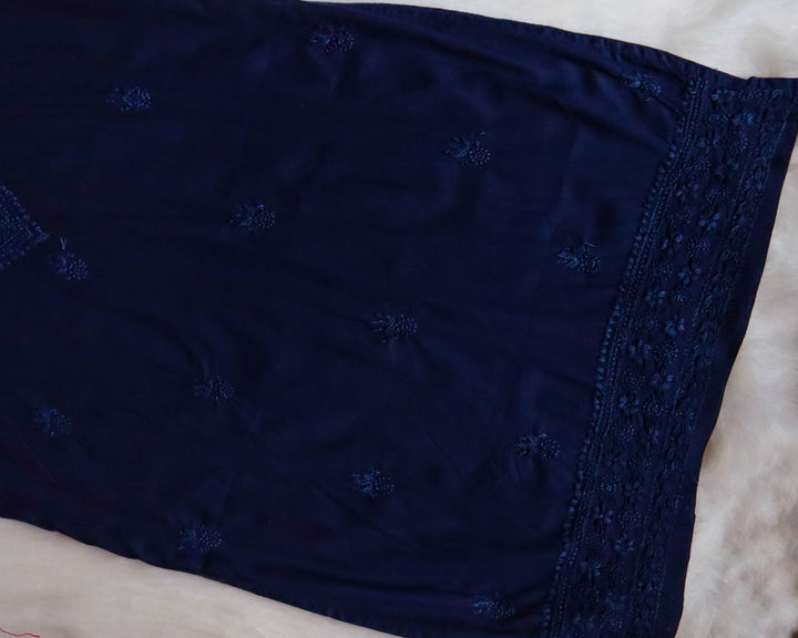 Haania Navy Blue Long Cotton Kurta