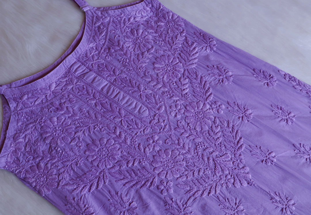 Noor Lavender Sleeveless Pure Cotton Long Kurta