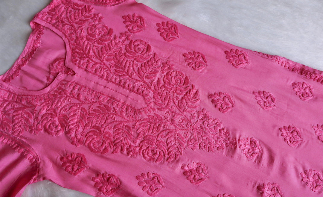 Zenara Pink Chanderi Kurta