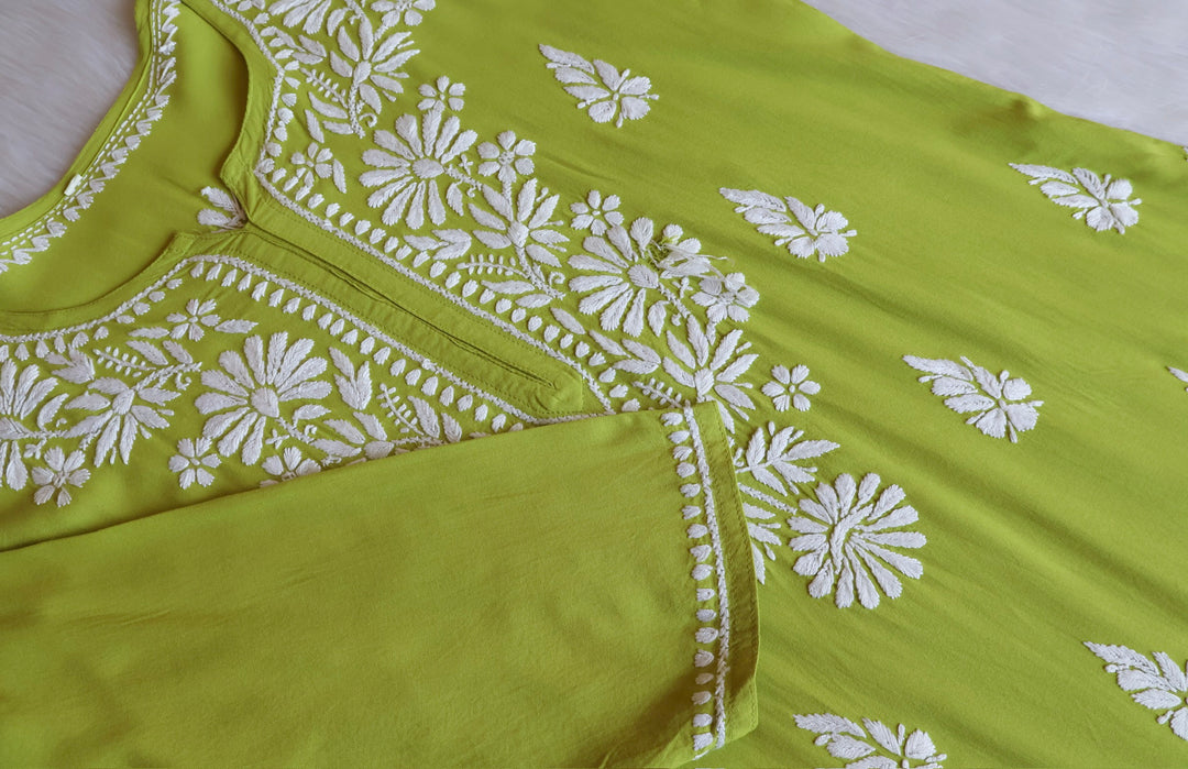 Duaa Lime Green Long Rayon kurta