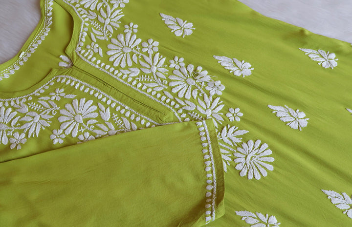 Duaa Lime Green Long Rayon kurta