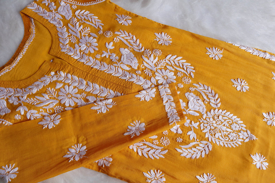 Elaya Mustard & White Chanderi Kurta