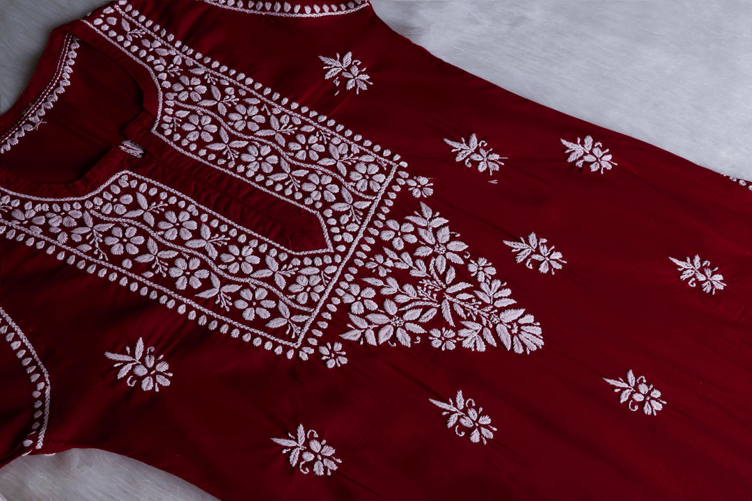 Waliya Maroon Cotton Kurta
