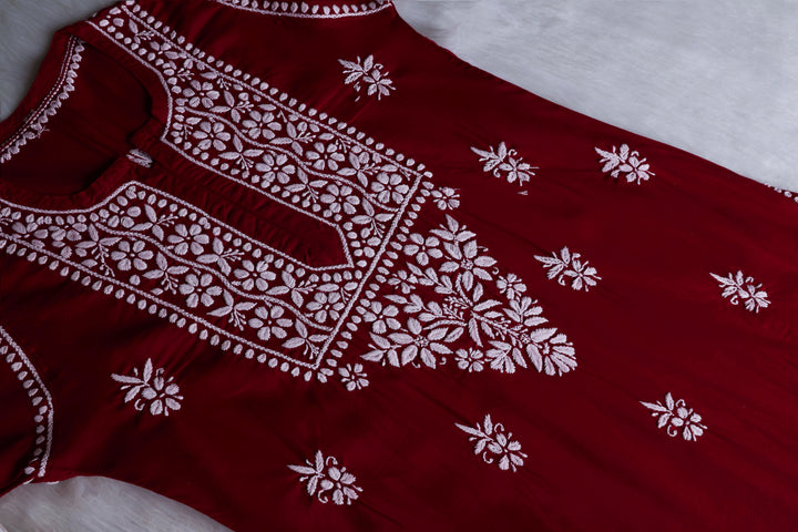 Waliya Maroon Cotton Kurta