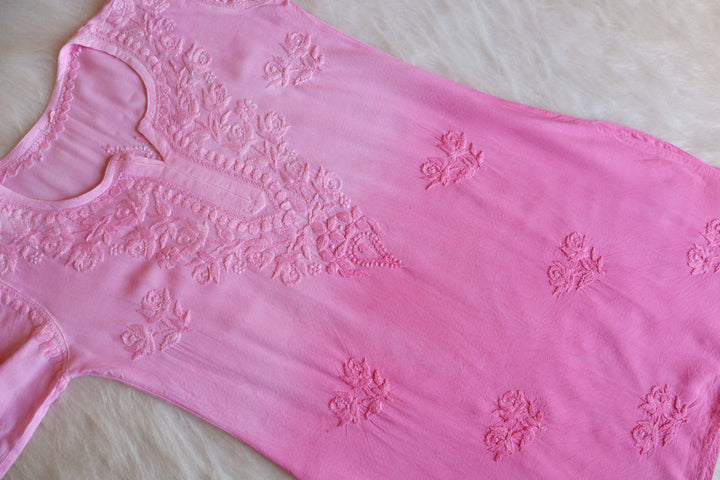 Gul Baby Pink Ombre Short Rayon Kurta