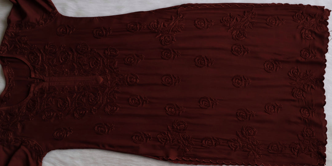 Gul Chocolate Brown Scalloped Rayon set
