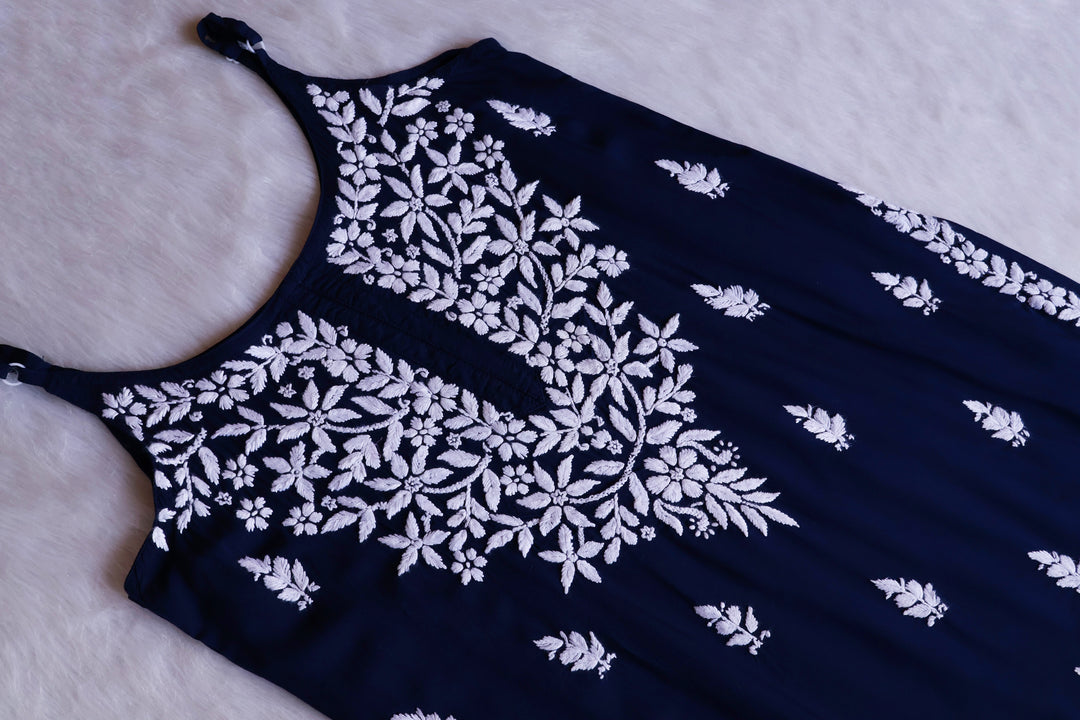 Mirha Navy Blue Sleeveless Modal Kurta Set