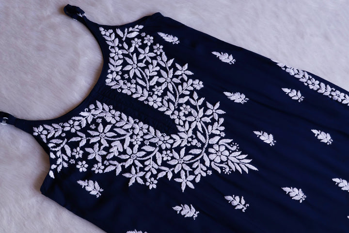 Mirha Navy Blue Sleeveless Modal Kurta Set