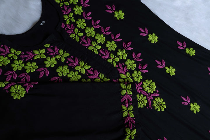Gulbahaar Black & Lavender Rayon Kurta Set