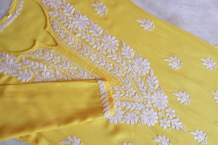 Zainab Yellow Rayon Kurta Pant set