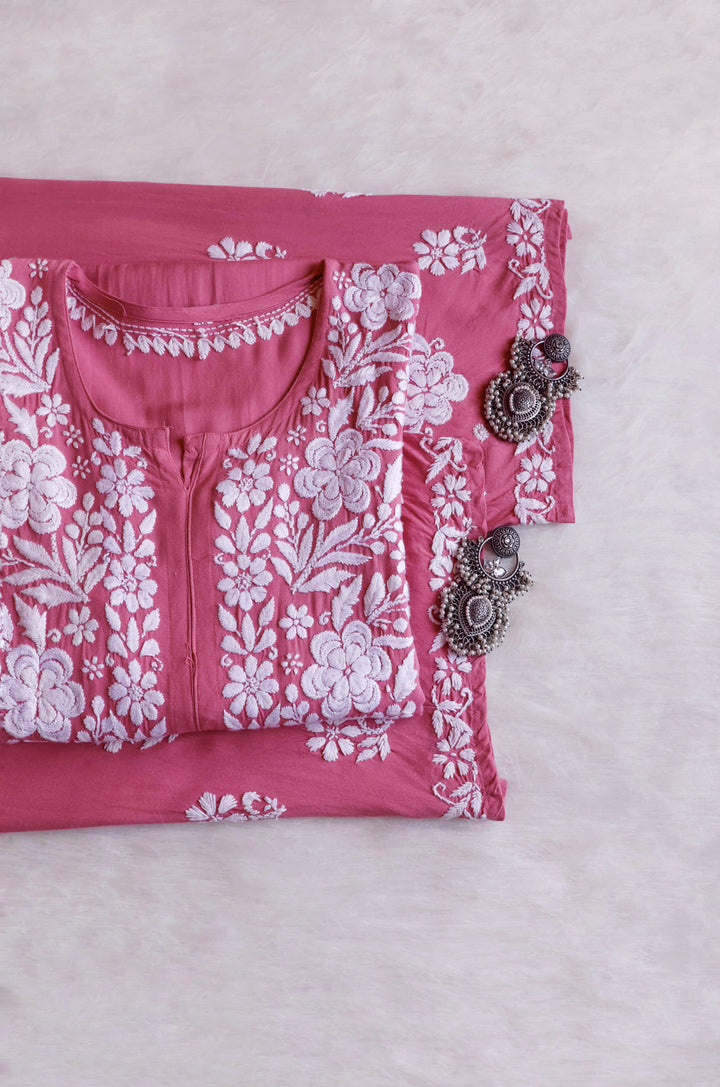 Benafsha Rose Brown Rayon Kurta Pant set