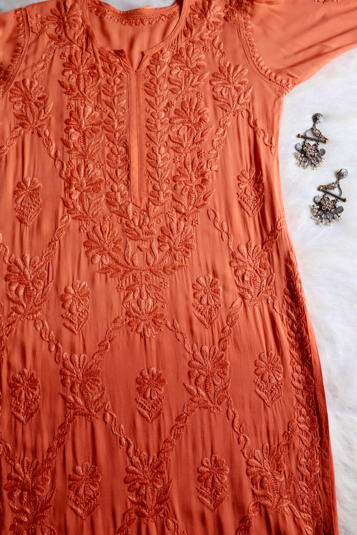 Alanah Saffron Long Modal Kurta