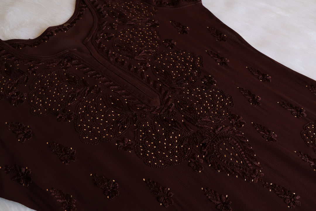 Hanaa Chocolate Brown Viscose Georgette Kurta